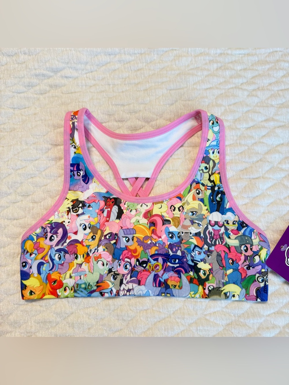 My Little Pony MLP Seamless Sports Bra Kids Size Medium All Over Print Racerback